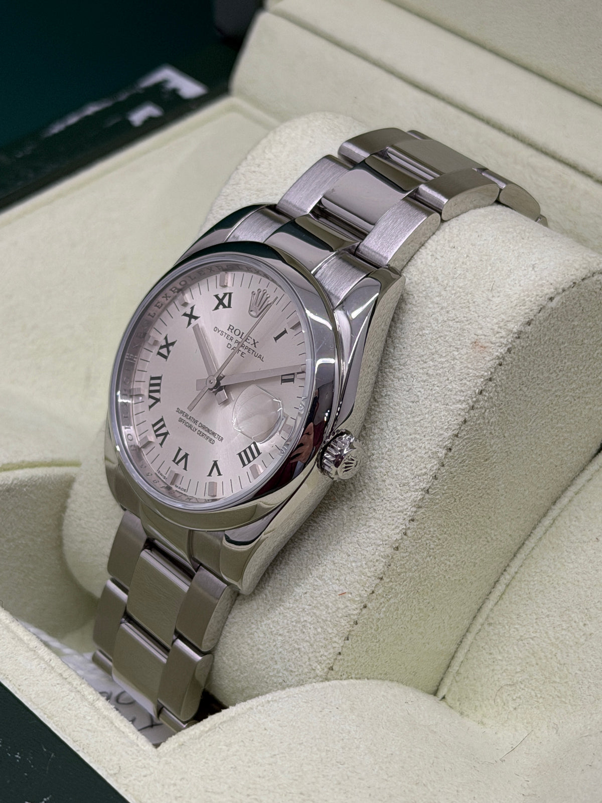 Rolex Oyster Perpetual Date 34mm - Silver Roman Numeral Dial - Ref 115200 - Year 2008