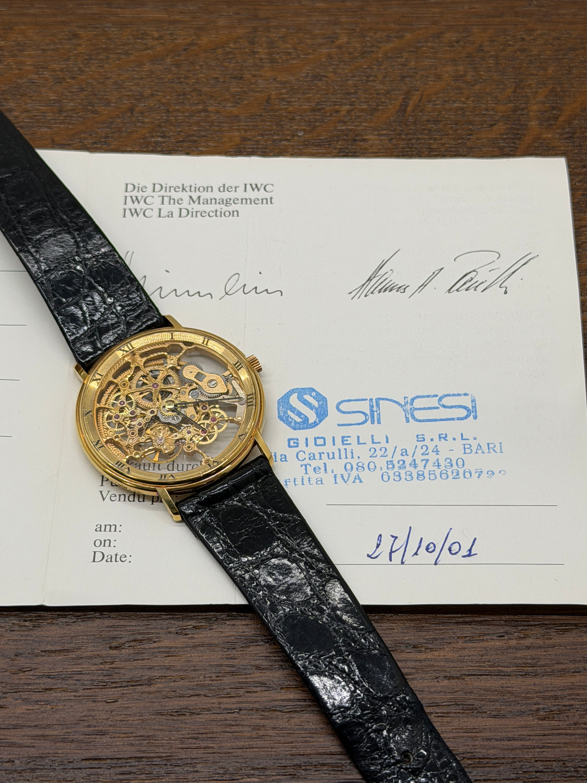 IWC Portofino Squelette 34mm - Ref 2701 - Yellow Gold - Box & Paper - Year 2001