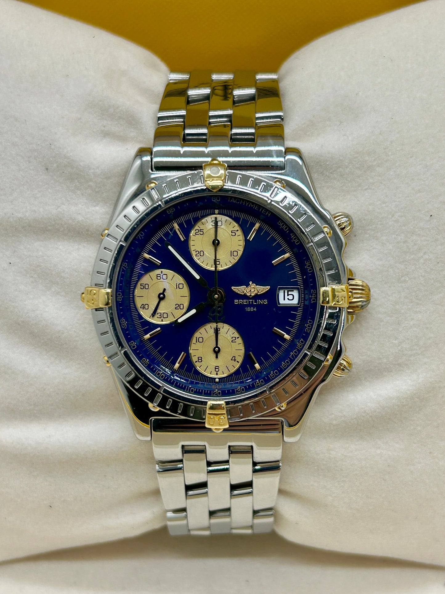 Breitling Chronomat Blue Dial 18Kt Yellow Gold & Steel - Ref. B13050.1 - Year 1995