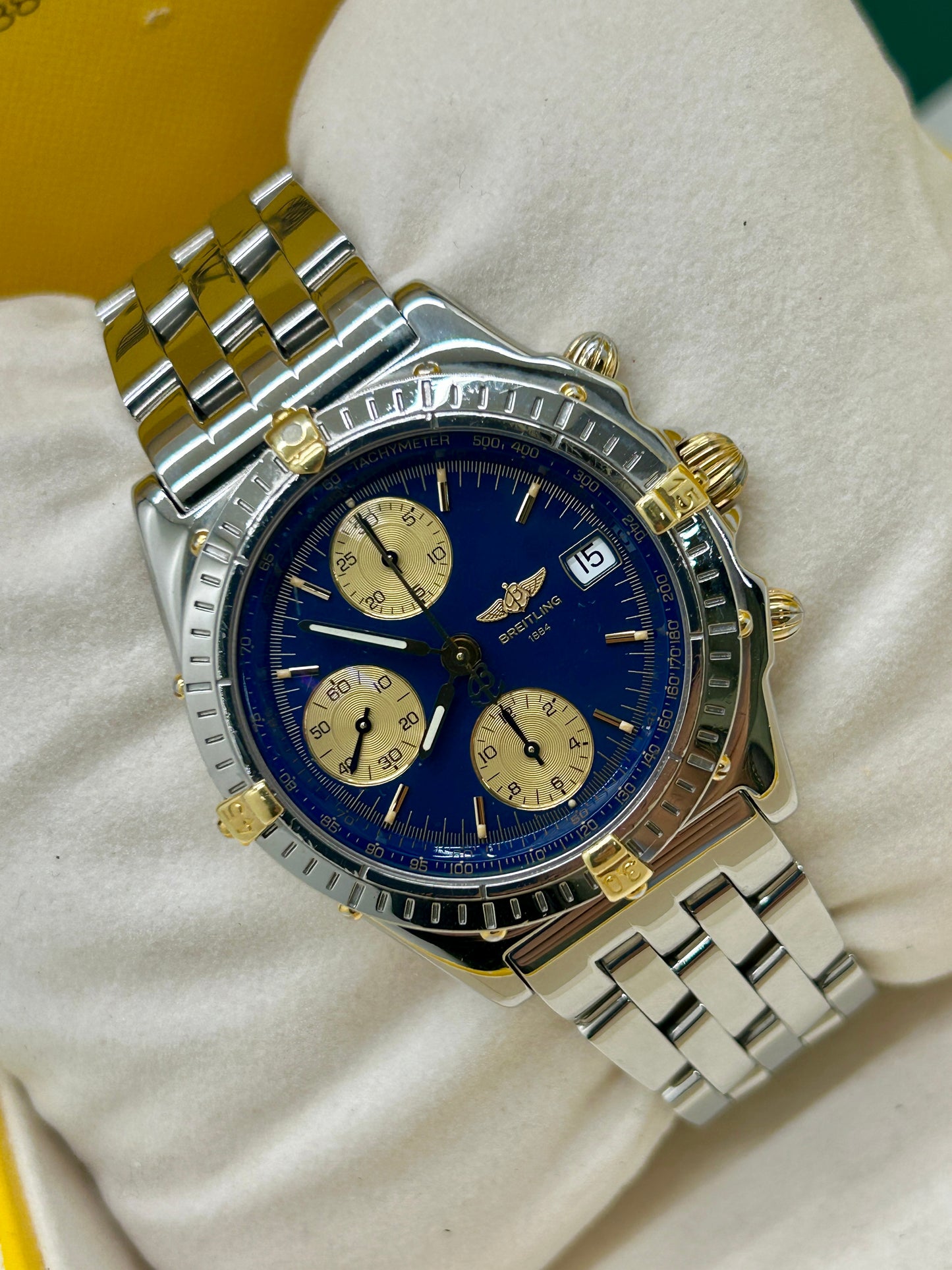 Breitling Chronomat Blue Dial 18Kt Yellow Gold & Steel - Ref. B13050.1 - Year 1995