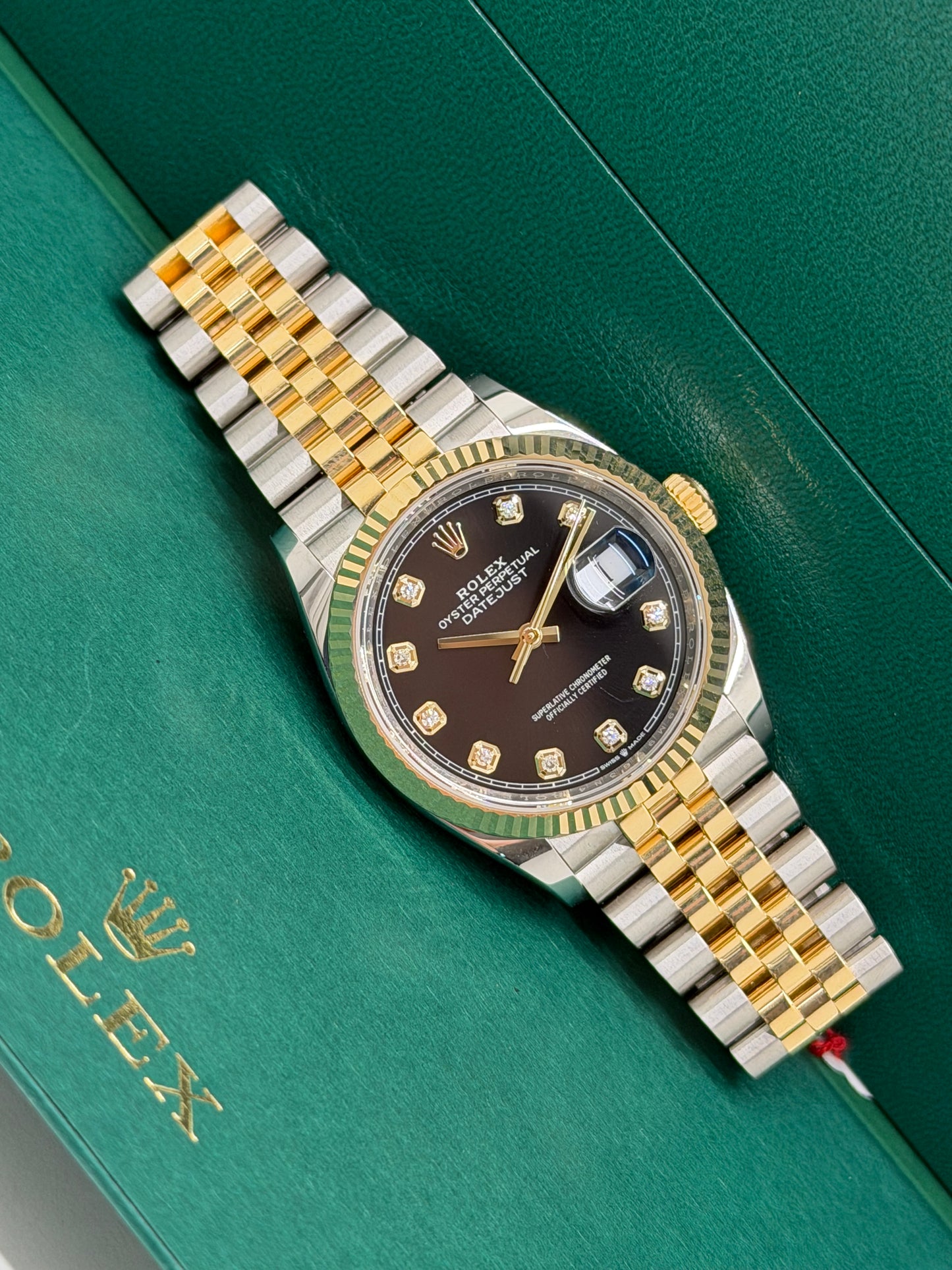 Rolex Datejust 36 Black Diamonds Dial - 18Kt Yellow Gold & Steel Ref 126233 - New 2026