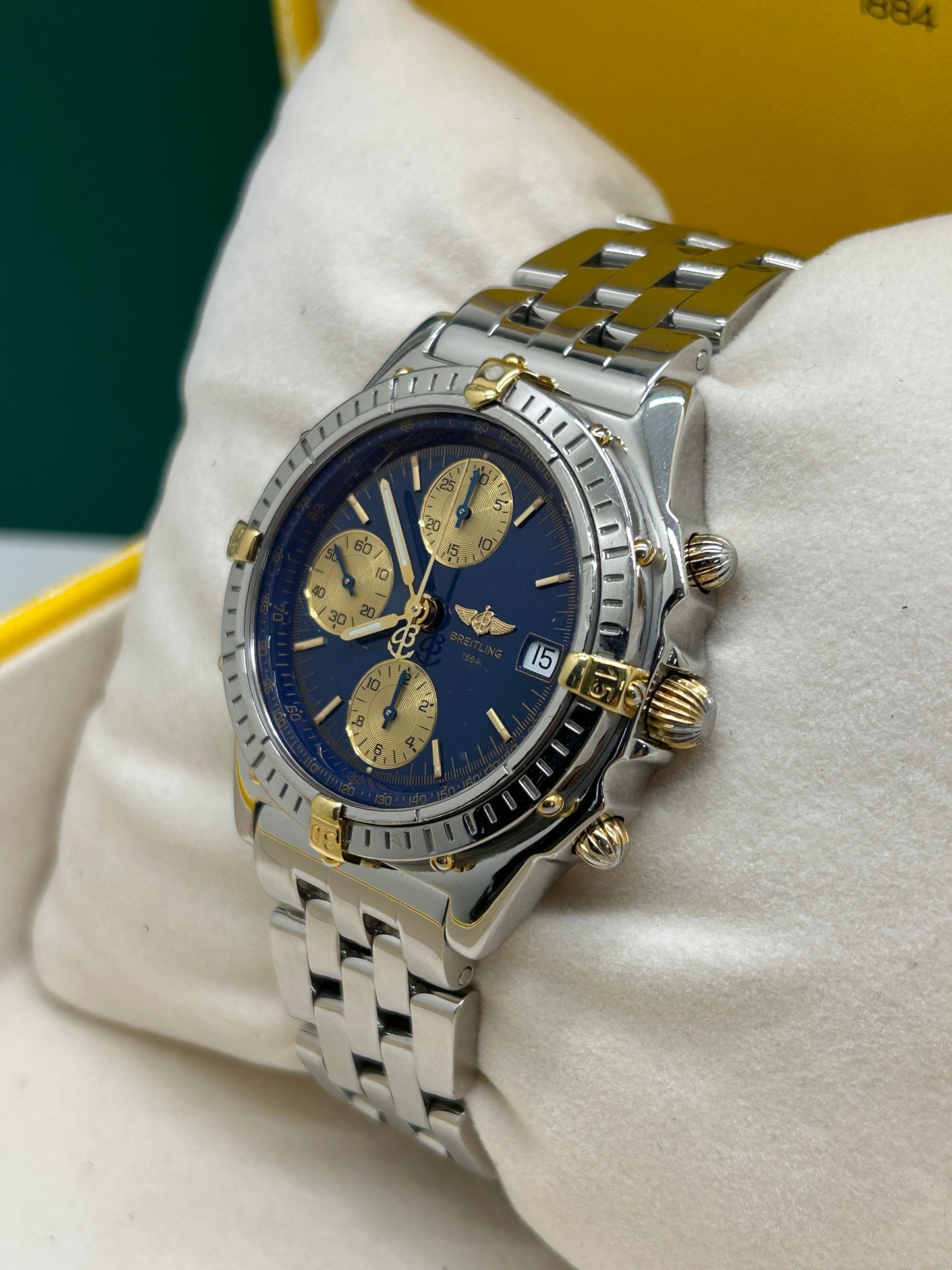Breitling Chronomat Blue Dial 18Kt Yellow Gold & Steel - Ref. B13050.1 - Year 1995