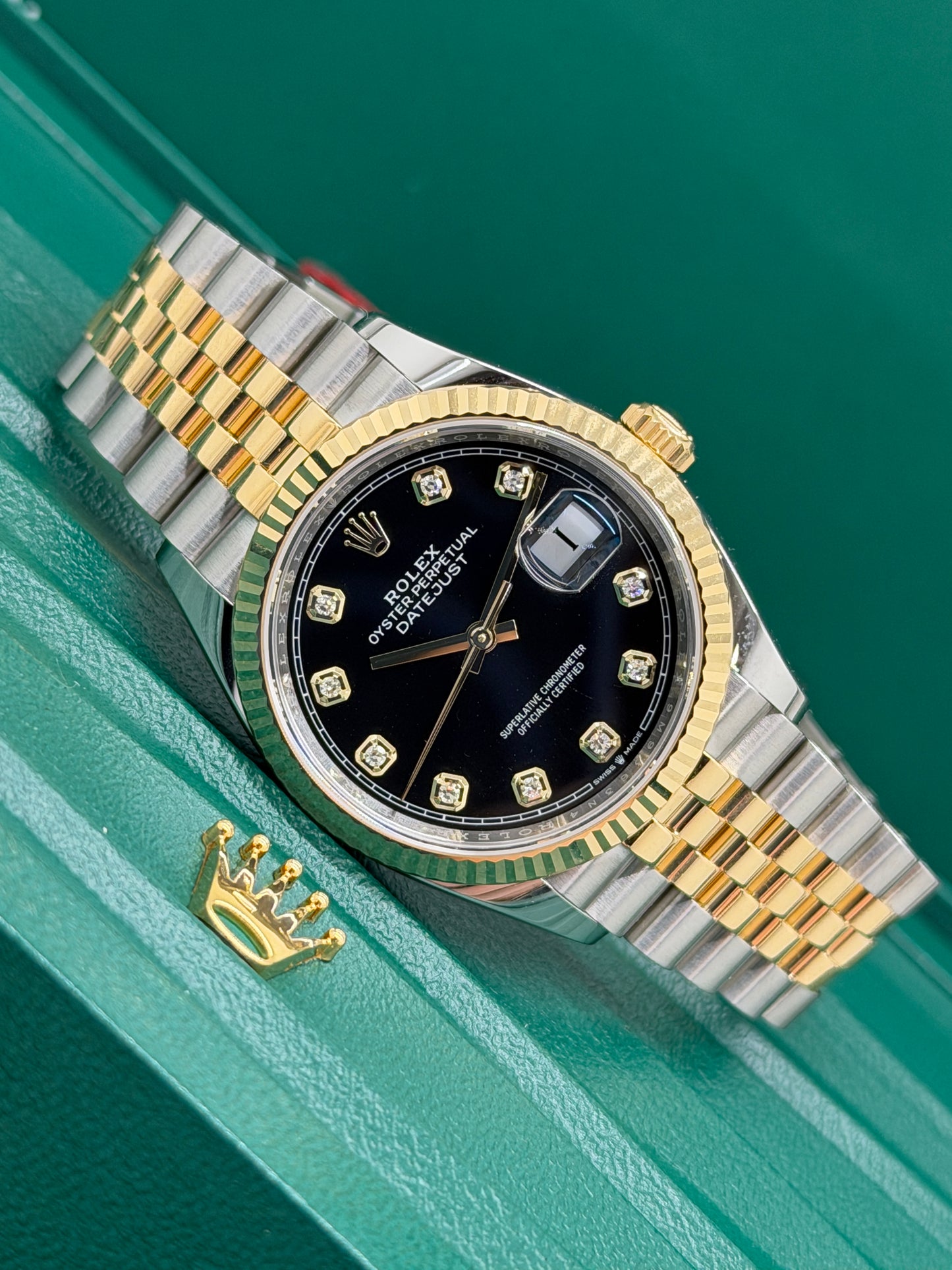 Rolex Datejust 36 Black Diamonds Dial - 18Kt Yellow Gold & Steel Ref 126233 - New 2026