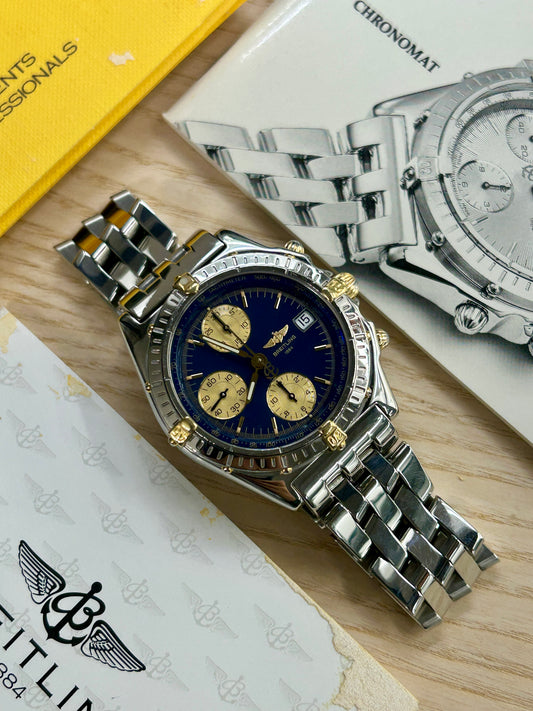 Breitling Chronomat Blue Dial 18Kt Yellow Gold & Steel - Ref. B13050.1 - Year 1995