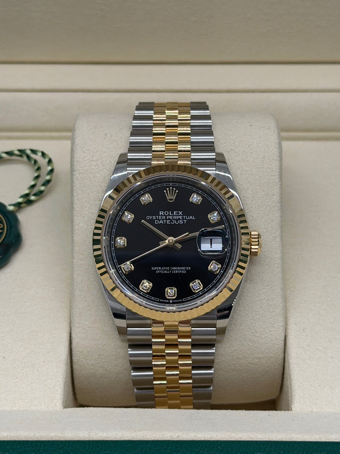 Rolex Datejust 36 Black Diamonds Dial - 18Kt Yellow Gold & Steel Ref 126233 - New 2026