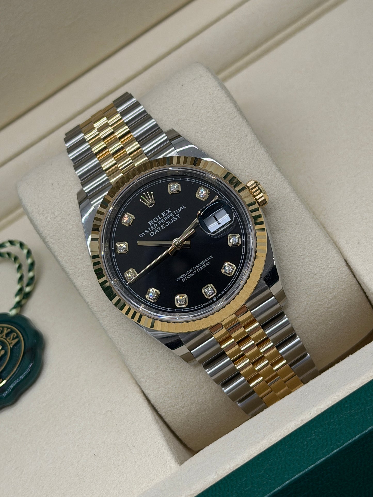 Rolex Datejust 36 Black Diamonds Dial - 18Kt Yellow Gold & Steel Ref 126233 - New 2026