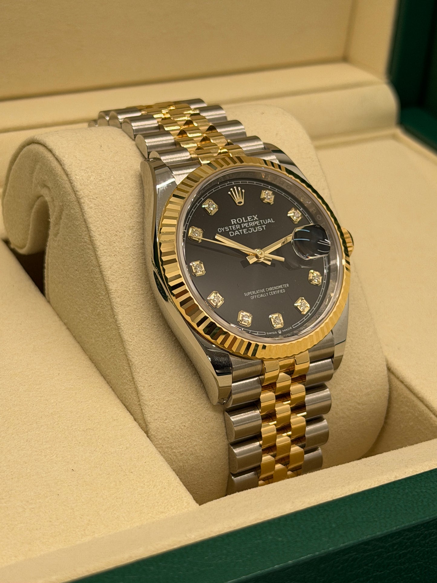 Rolex Datejust 36 Black Diamonds Dial - 18Kt Yellow Gold & Steel Ref 126233 - New 2026