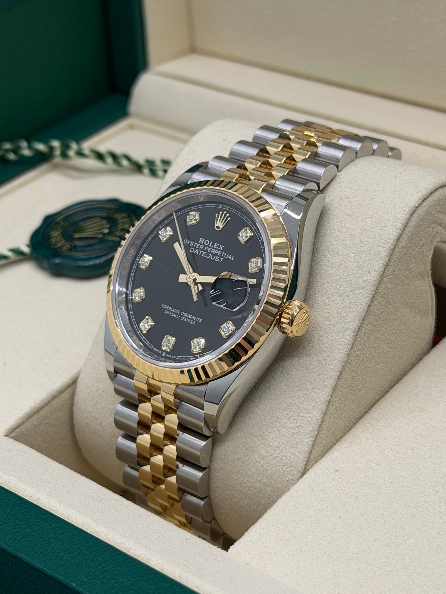 Rolex Datejust 36 Black Diamonds Dial - 18Kt Yellow Gold & Steel Ref 126233 - New 2026