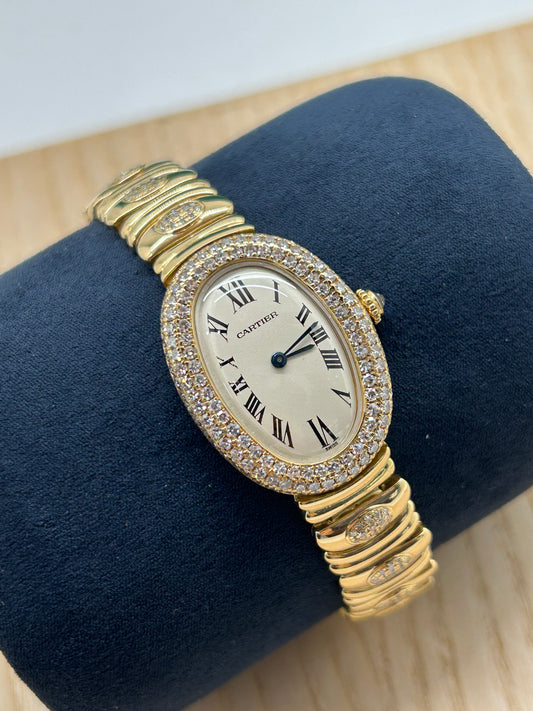 Cartier Baignoire Ladies 18k Yellow Gold & Factory Diamonds - Ref 8057912