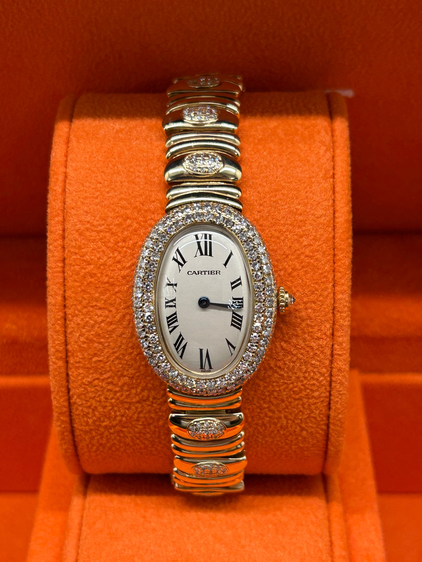 Cartier Baignoire Ladies 18k Yellow Gold & Factory Diamonds - Ref 8057912