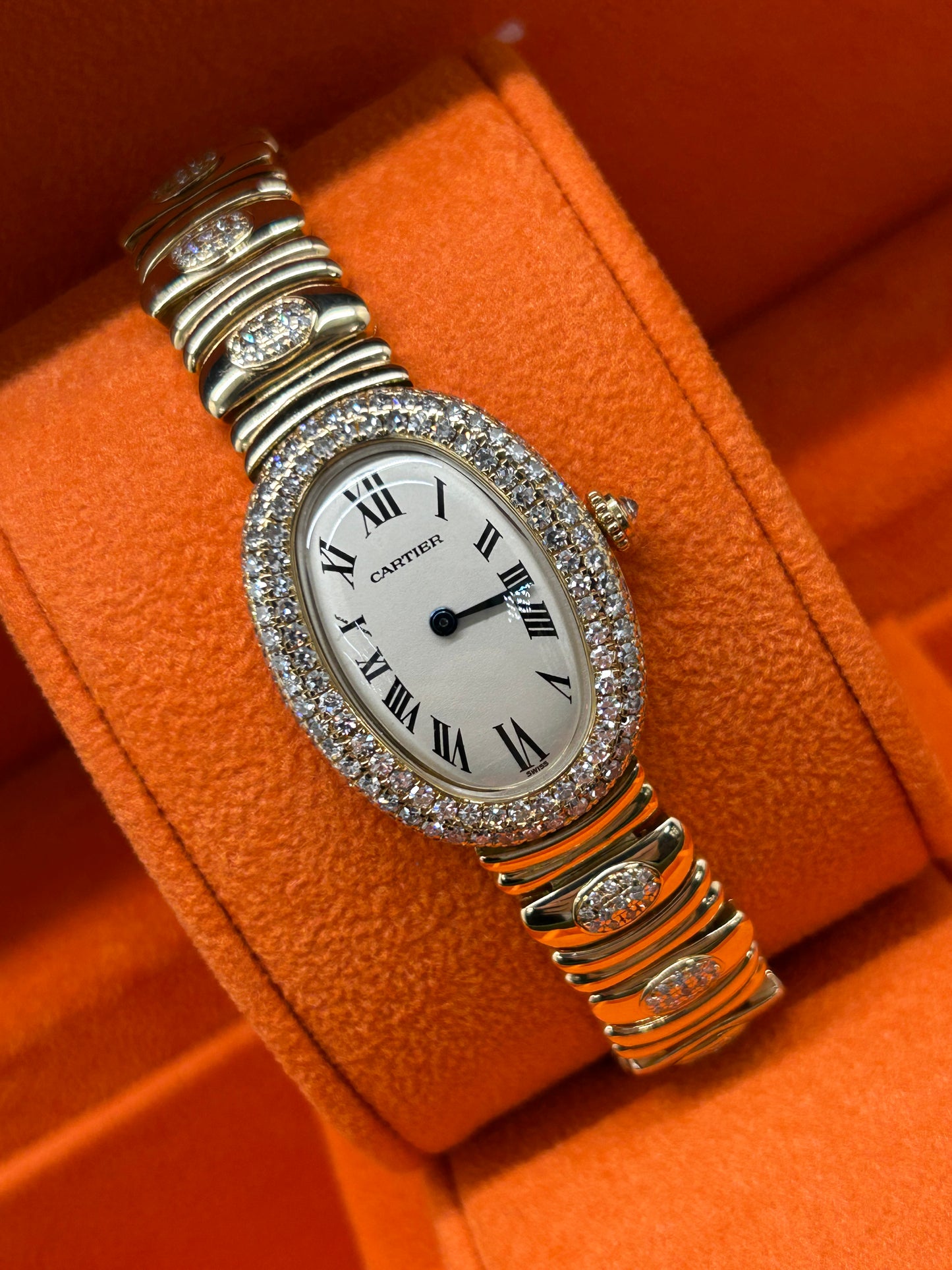 Cartier Baignoire Ladies 18k Yellow Gold & Factory Diamonds - Ref 8057912