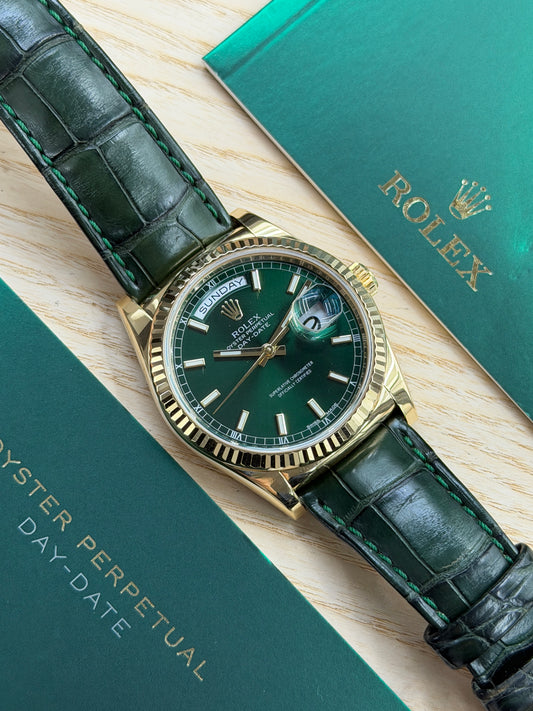 Rolex Day-Date 36 Green Dail - 18Kt Yellow Gold Ref 118138 - Year 2017