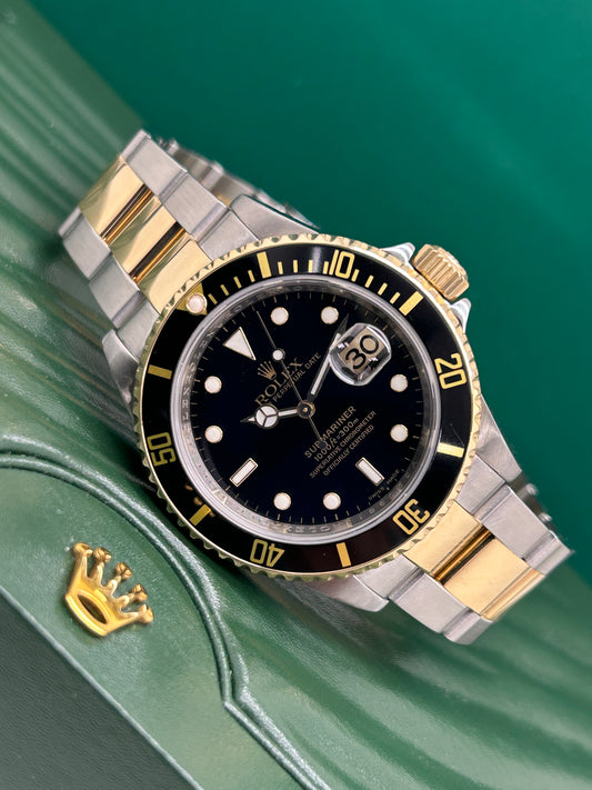Rolex Submariner Date - 18Kt Yellow Gold - Black Dial - RRR Card - Ref 16613LN - Year 2008