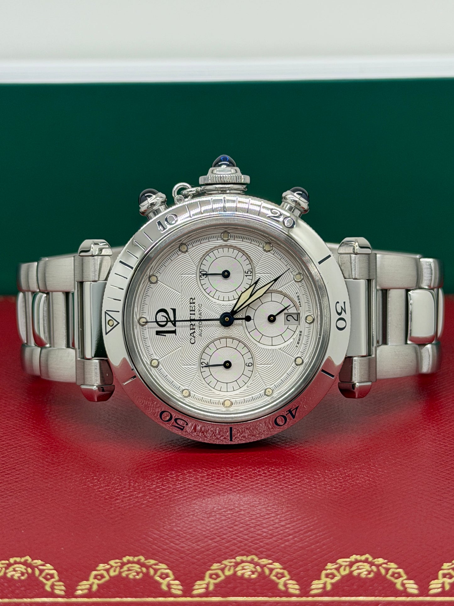 Cartier Pasha 38mm Chronograph Automatic - White Dial Ref 2113
