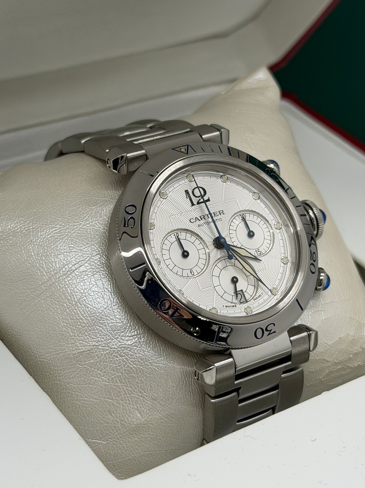 Cartier Pasha 38mm Chronograph Automatic - White Dial Ref 2113