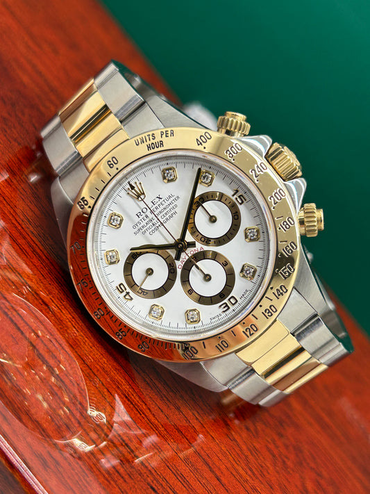 Rolex Daytona - 18Kt Yellow Gold - White Diamond Dial - El Primero - Ref 16523 - Year 1998