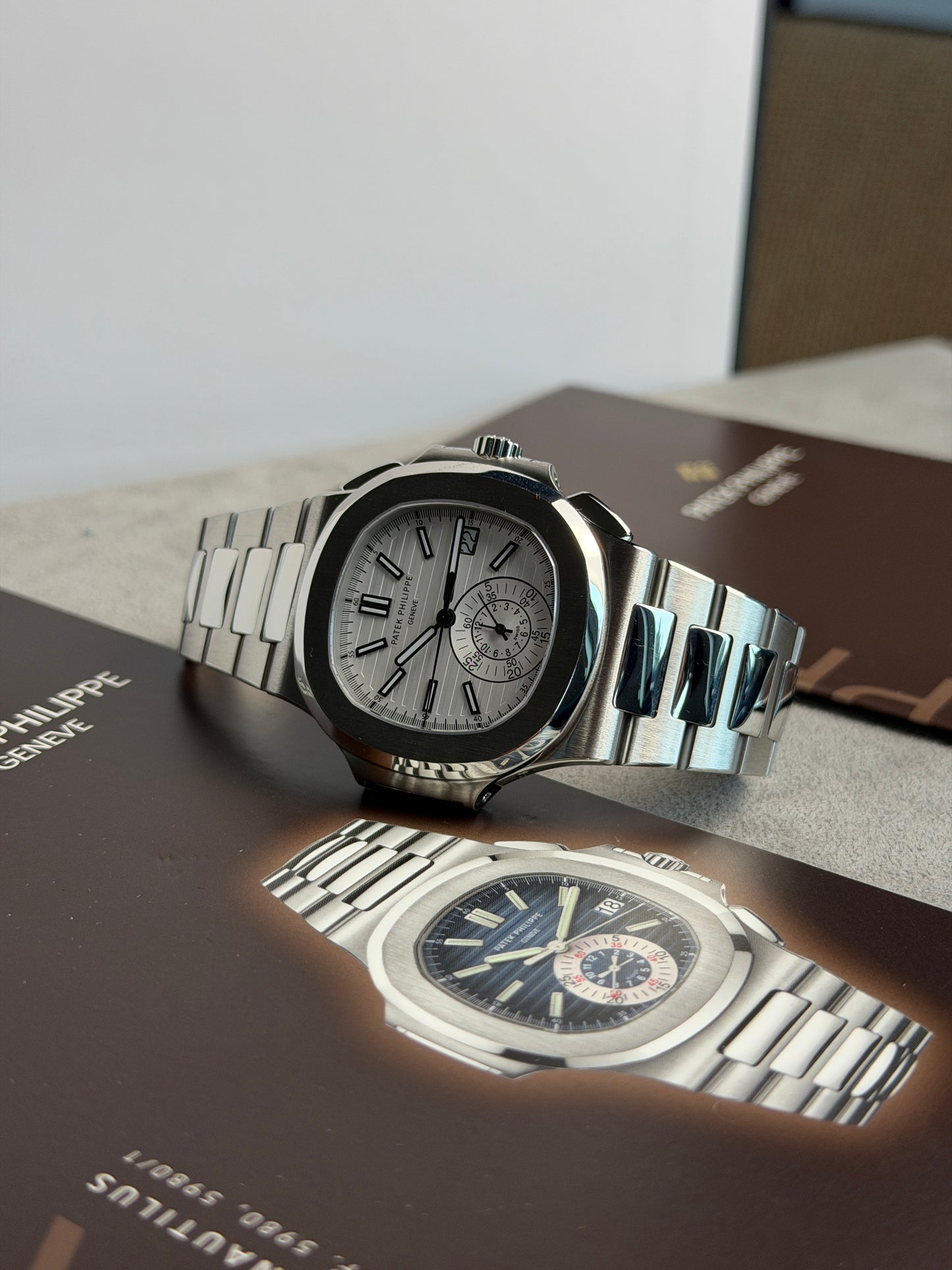 Patek Philippe Nautilus Chronograph - White Dial - Ref 5980/1A-019 - Year 2013 Official PP Service 2026