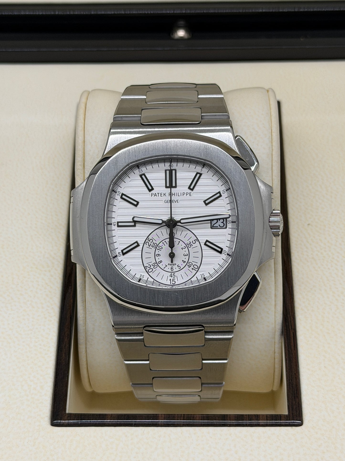 Patek Philippe Nautilus Chronograph - White Dial - Ref 5980/1A-019 - Year 2013 Official PP Service 2026