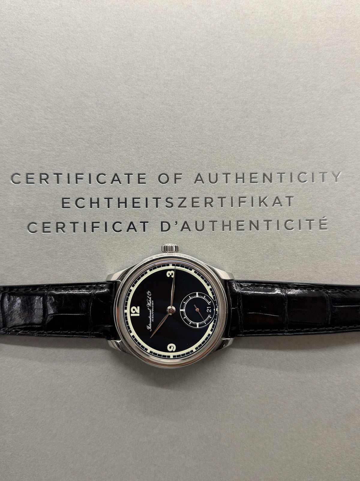 IWC Portuguese 75th Anniversary 43mm - Black Dial - Ref 5102 - Year 2019 Box + IWC Certificate authenticity