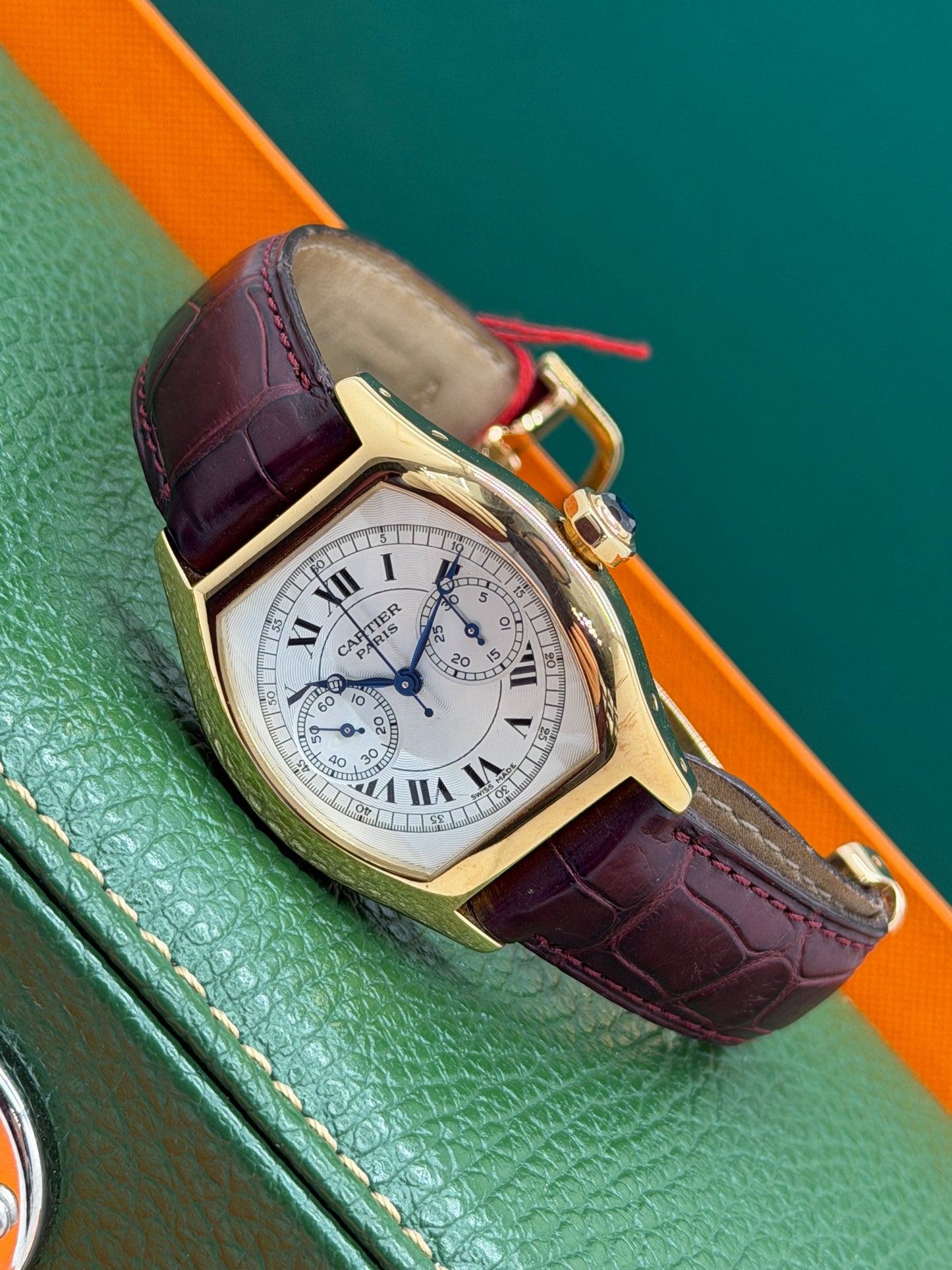 Cartier Tortue Monopusher Chronograph CPCP Monopoussoir Ref 2356 - 18Kt Yellow Gold