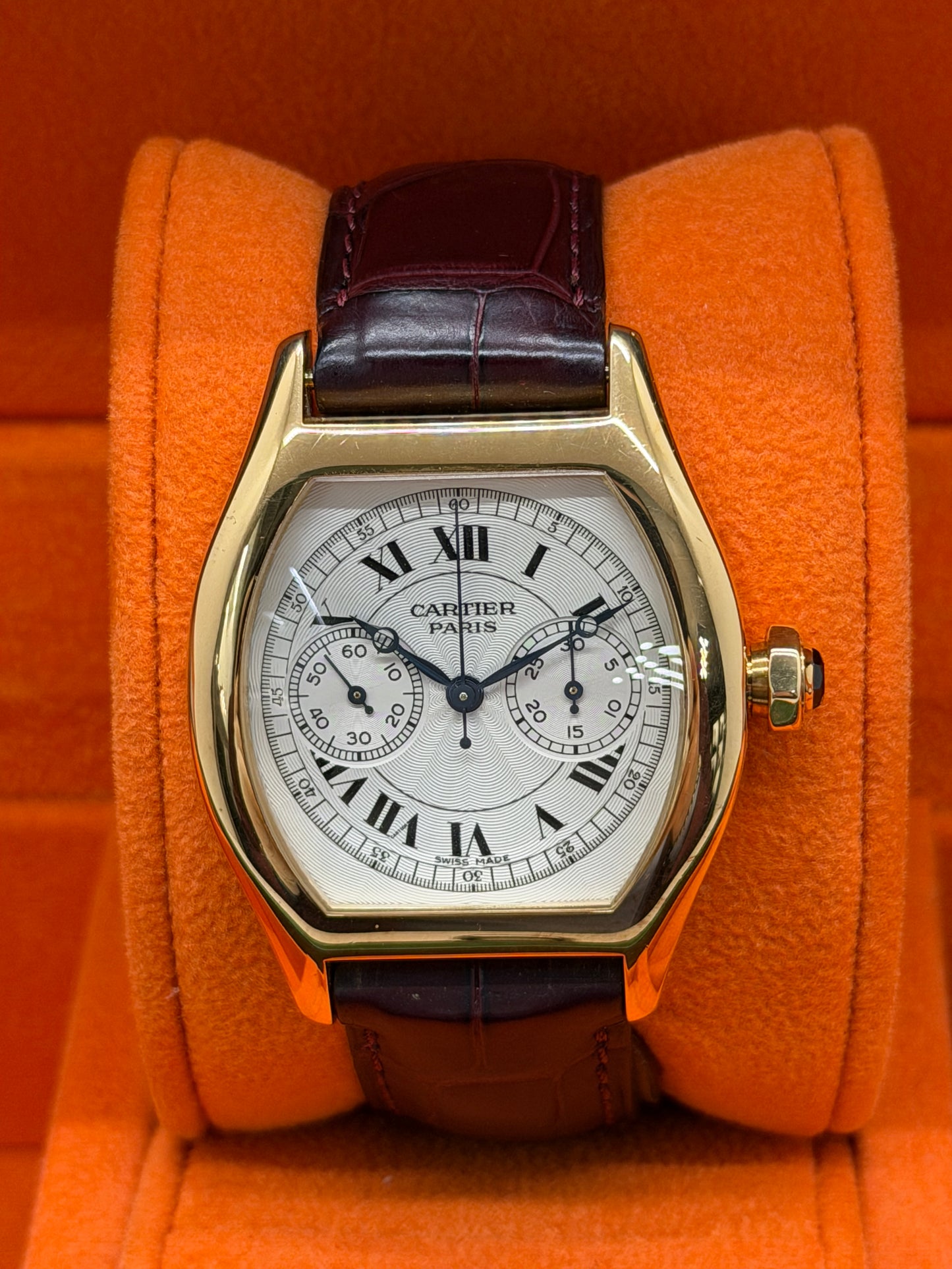 Cartier Tortue Monopusher Chronograph CPCP Monopoussoir Ref 2356 - 18Kt Yellow Gold