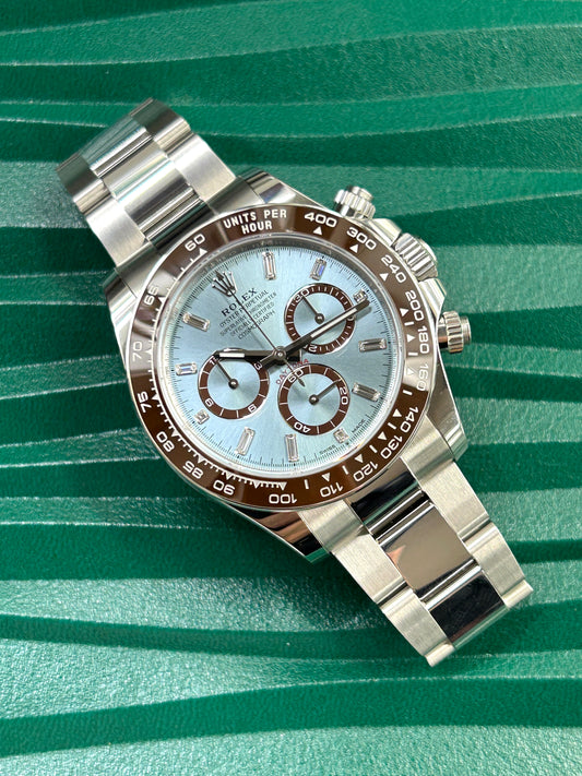 Rolex Daytona Platinum Baguette Ice Blue Baguette Dial - Ref 126506 - New 2025
