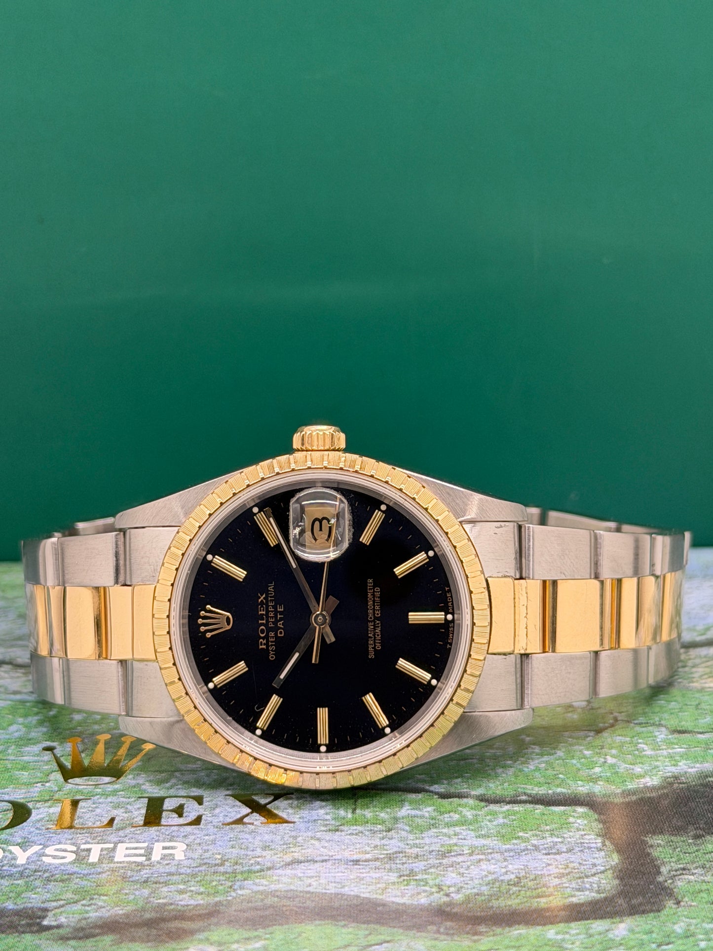 Rolex Oyster Perpetual Date Ref.15223 - Yellow Gold & Steel - Black Dial - Year 1990