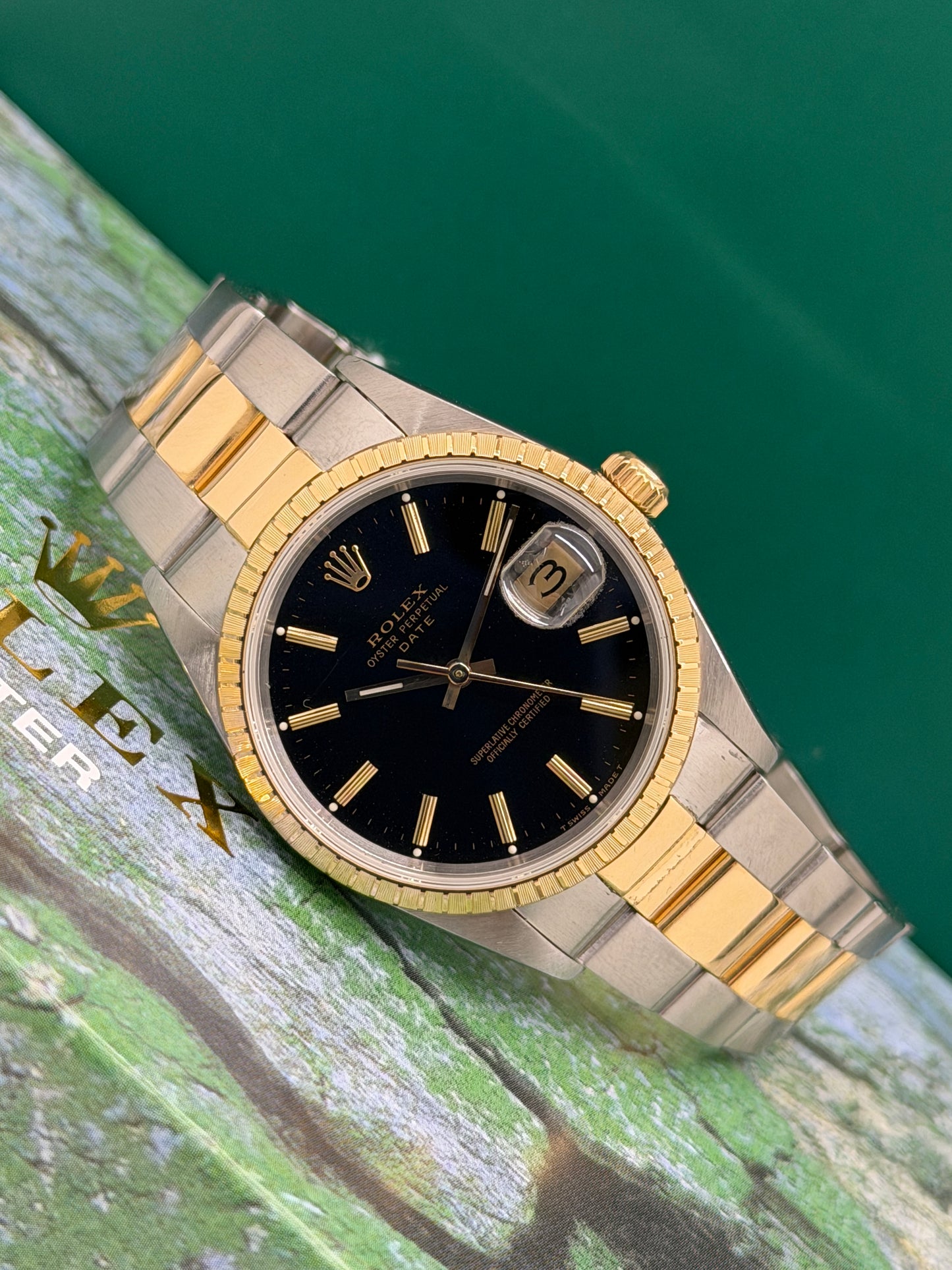Rolex Oyster Perpetual Date Ref.15223 - Yellow Gold & Steel - Black Dial - Year 1990