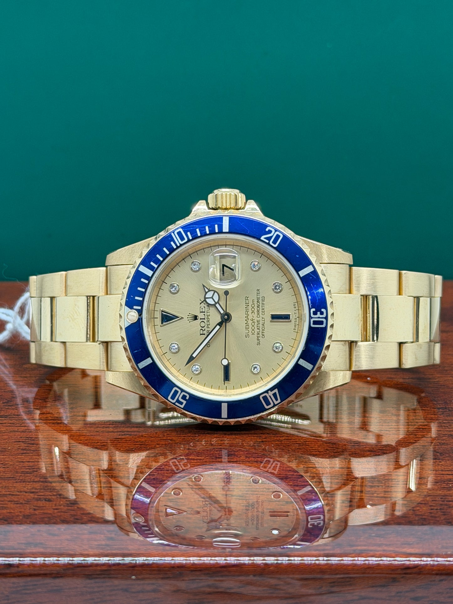 Rolex Submariner Date Sultan Factory Diamonds 18K Gold Ref 16618 - Year 1992