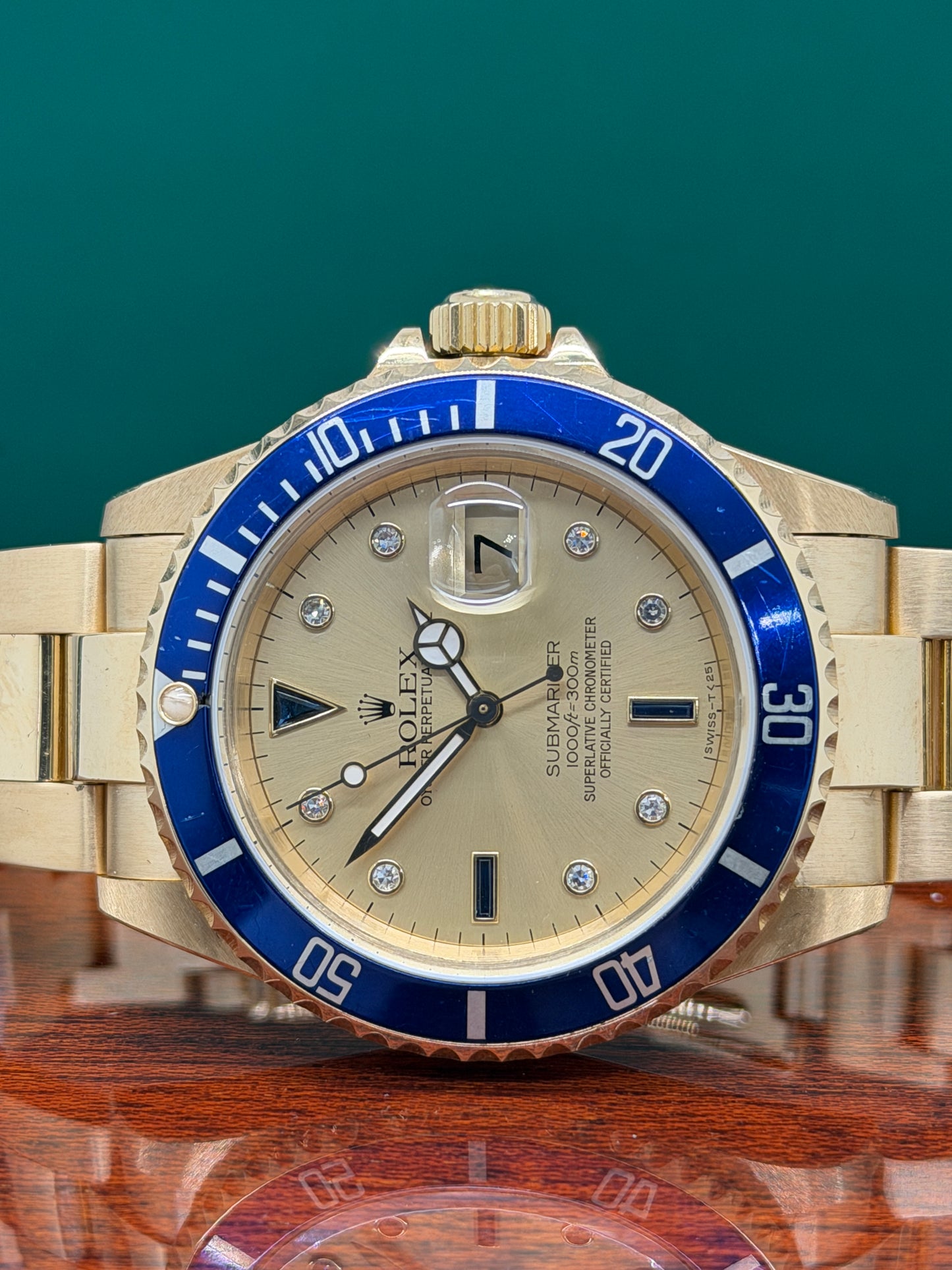 Rolex Submariner Date Sultan Factory Diamonds 18K Gold Ref 16618 - Year 1992