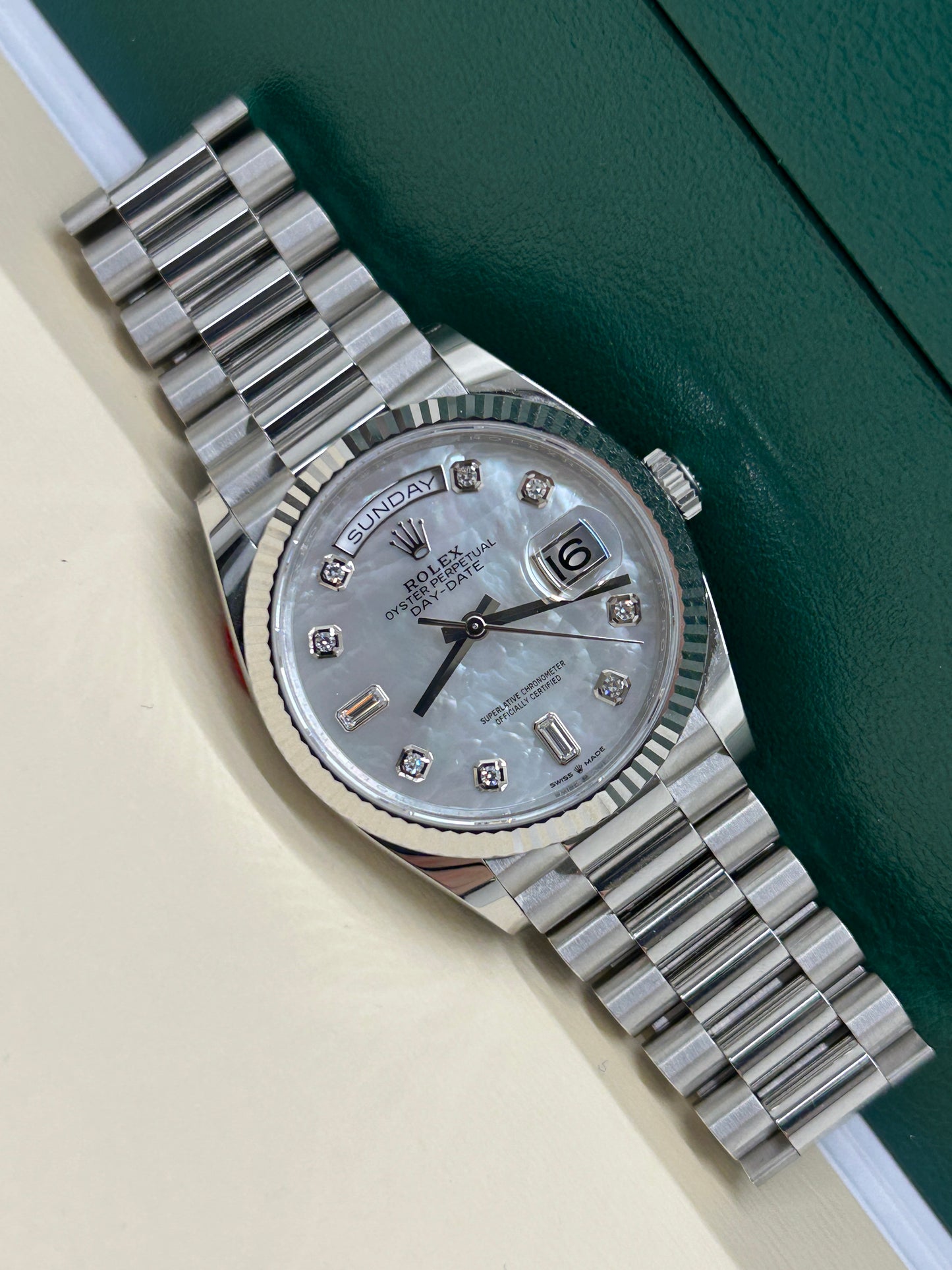 Rolex Day Date - Platinum - Mop and Diamond Dial - Ref 128236 - Year 2022