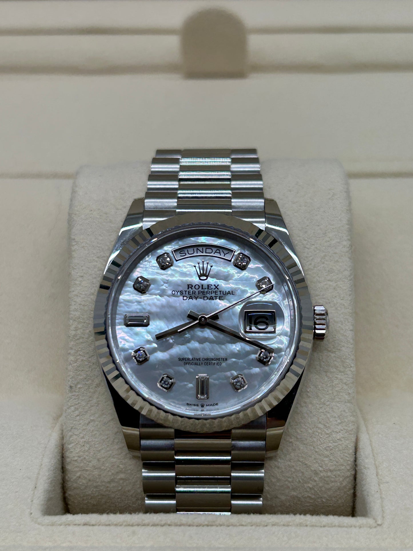 Rolex Day Date - Platinum - Mop and Diamond Dial - Ref 128236 - Year 2022