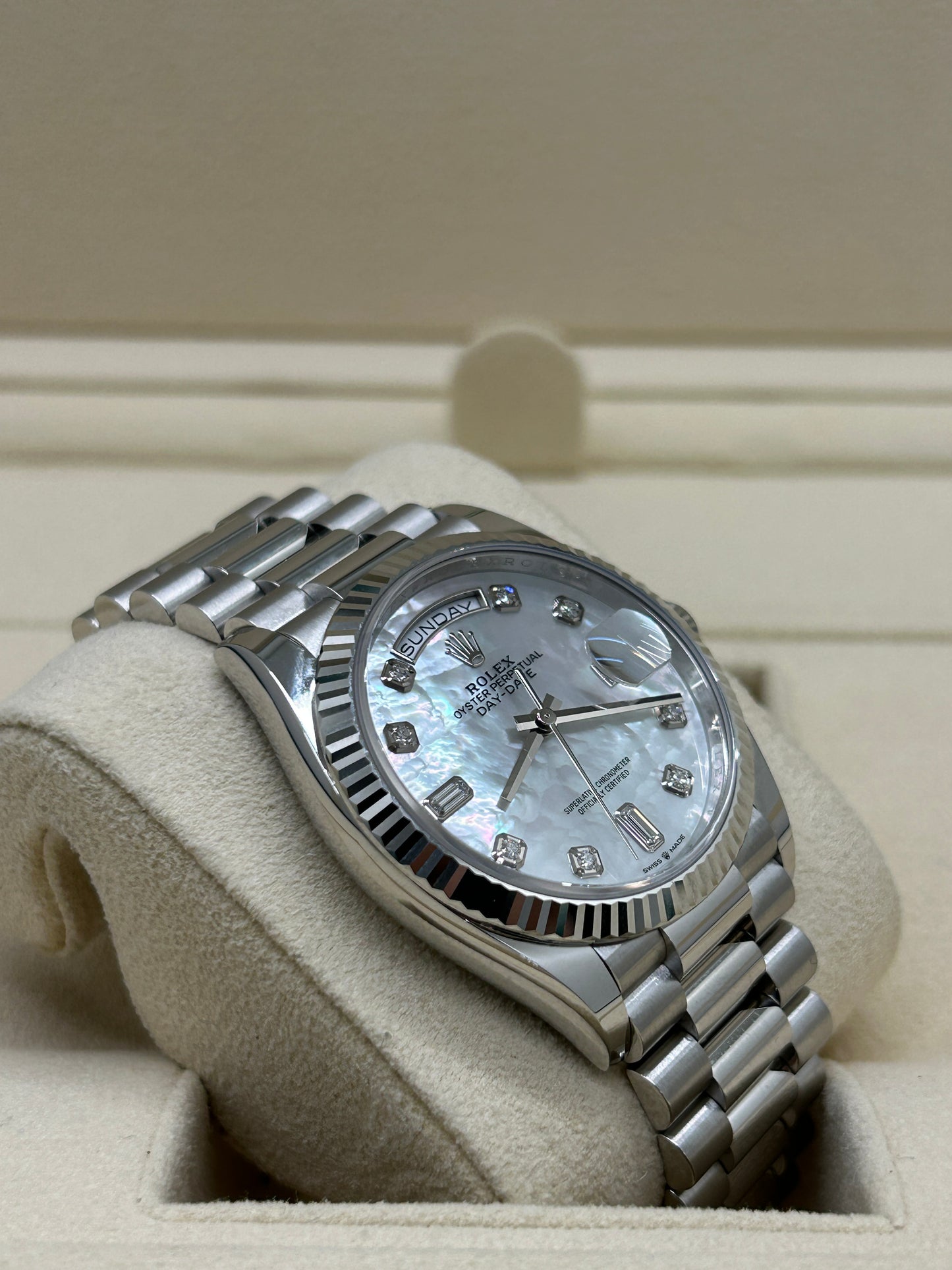 Rolex Day Date - Platinum - Mop and Diamond Dial - Ref 128236 - Year 2022