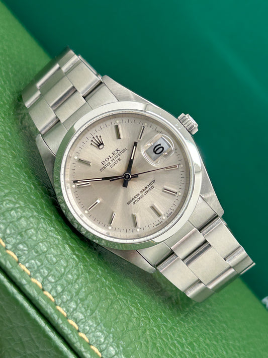 Rolex Oyster Perpetual Date 34mm - Silver Dial - Perfect Condition - Ref. 15200 - Year 1991