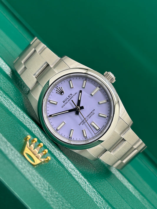 Rolex Oyster Perpetual 34 Lavender Dial Ref 124200 - New 2026