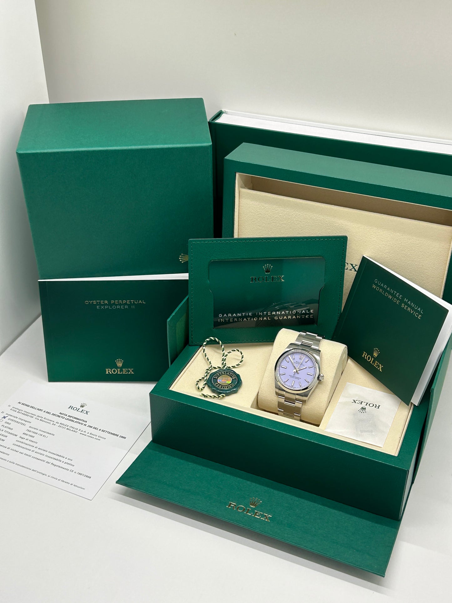 Rolex Oyster Perpetual 34 Lavender Dial Ref 124200 - New 2026