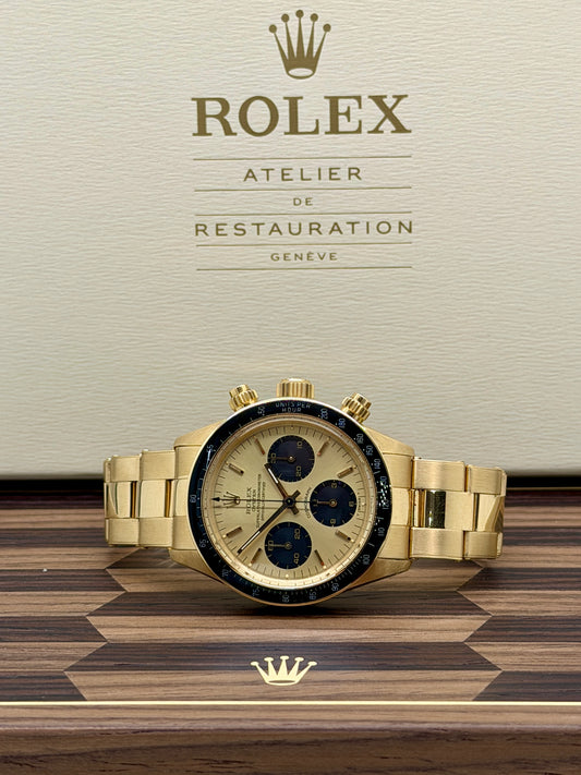 Rolex Daytona 6263/8 - ROLEX Atelier Of Restauration Geneve 18KT Yellow Gold - Champagne Panda Dial - Year 1988