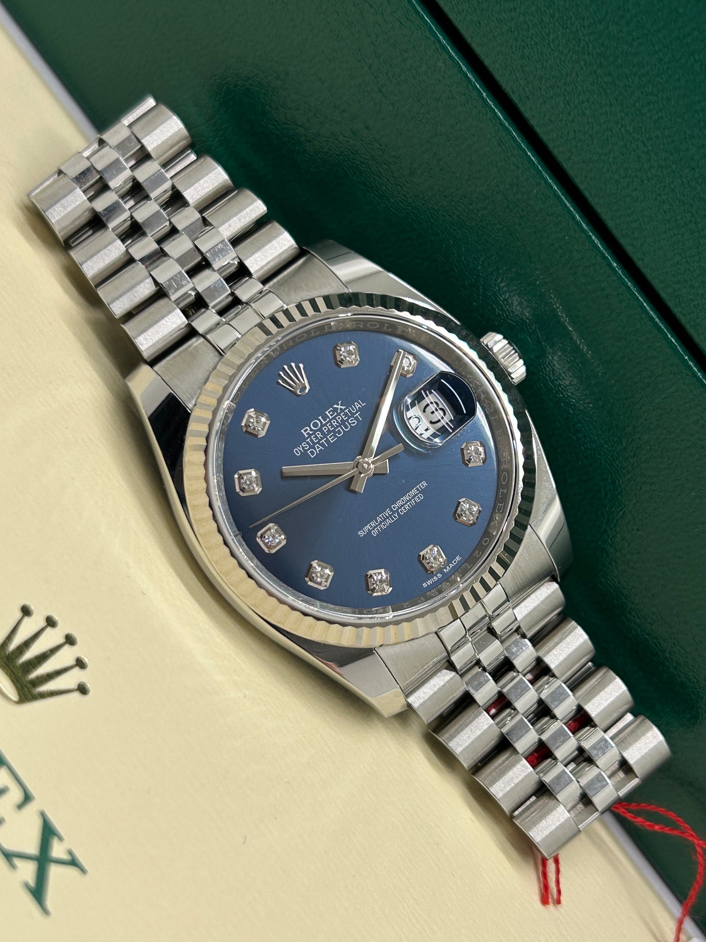 Rolex Datejust 36 Blue Diamond Dial Ref 116234 - Never Polished - Year 2018