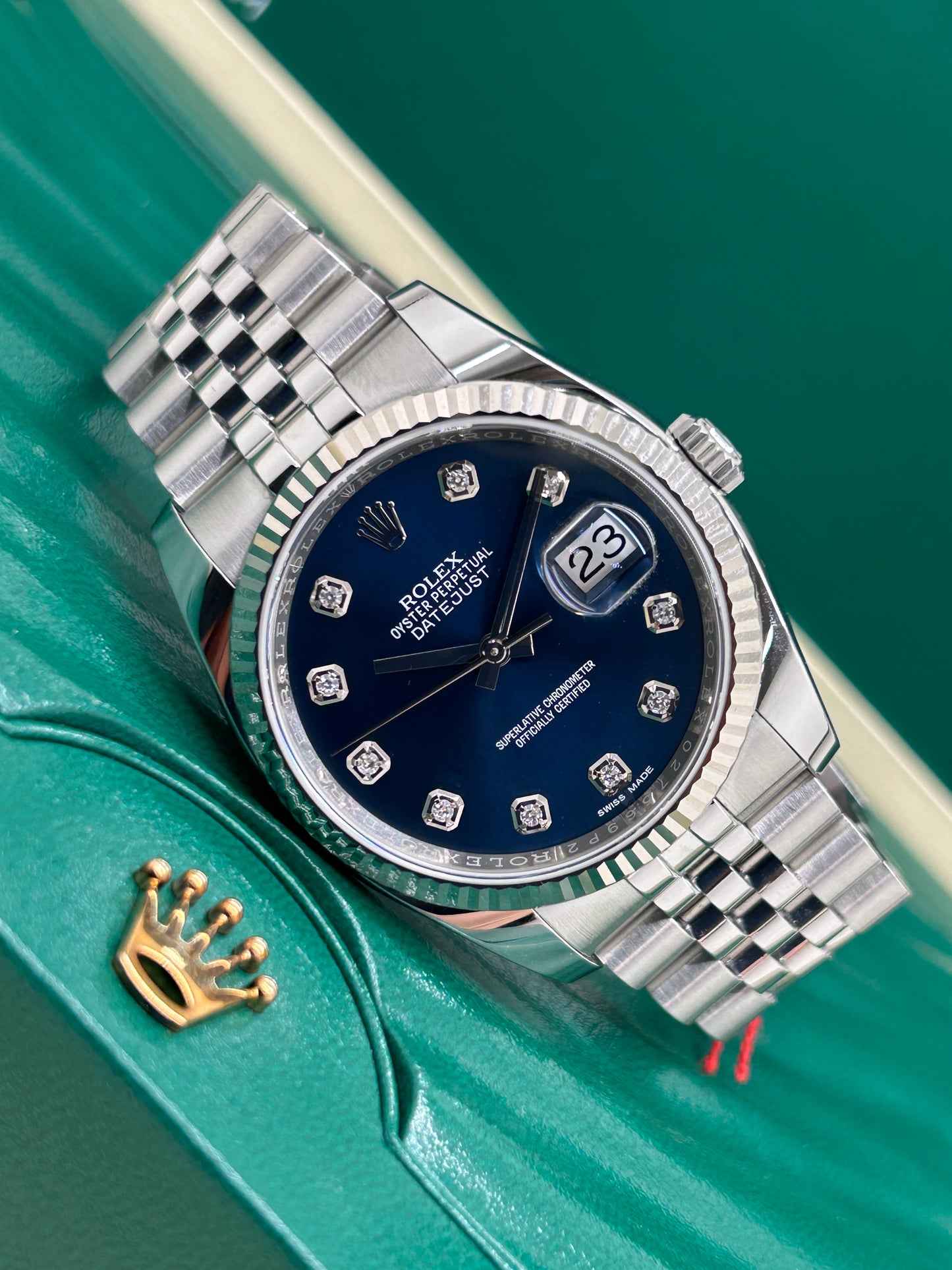 Rolex Datejust 36 Blue Diamond Dial Ref 116234 - Never Polished - Year 2018