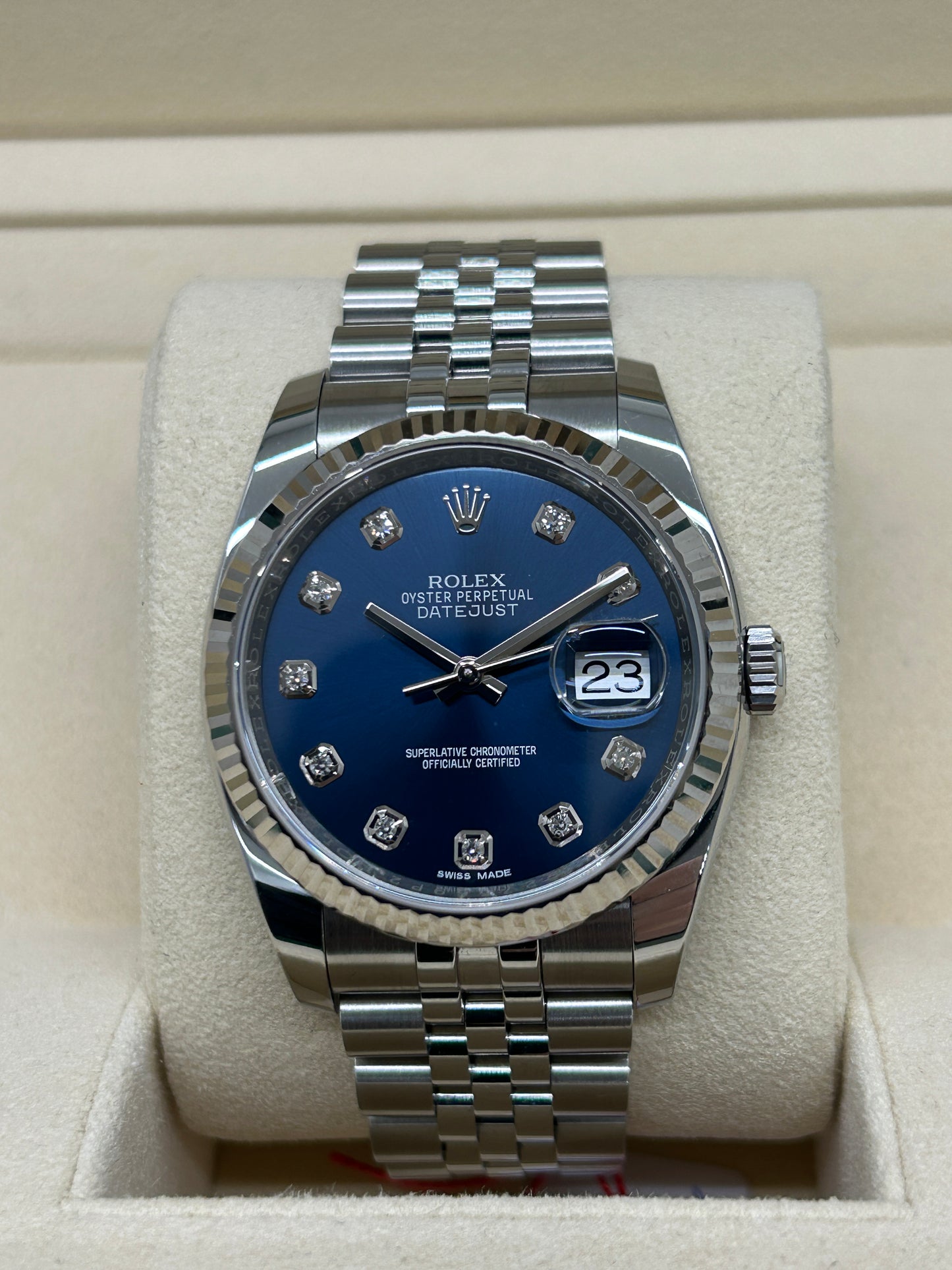 Rolex Datejust 36 Blue Diamond Dial Ref 116234 - Never Polished - Year 2018