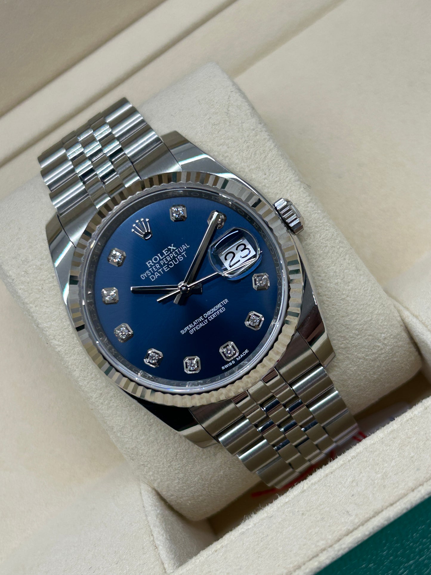 Rolex Datejust 36 Blue Diamond Dial Ref 116234 - Never Polished - Year 2018