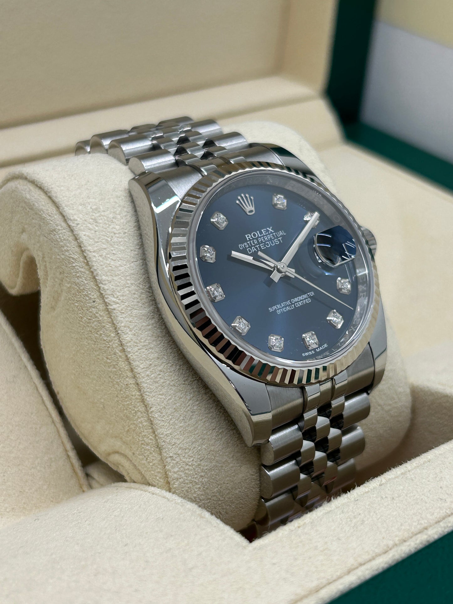 Rolex Datejust 36 Blue Diamond Dial Ref 116234 - Never Polished - Year 2018
