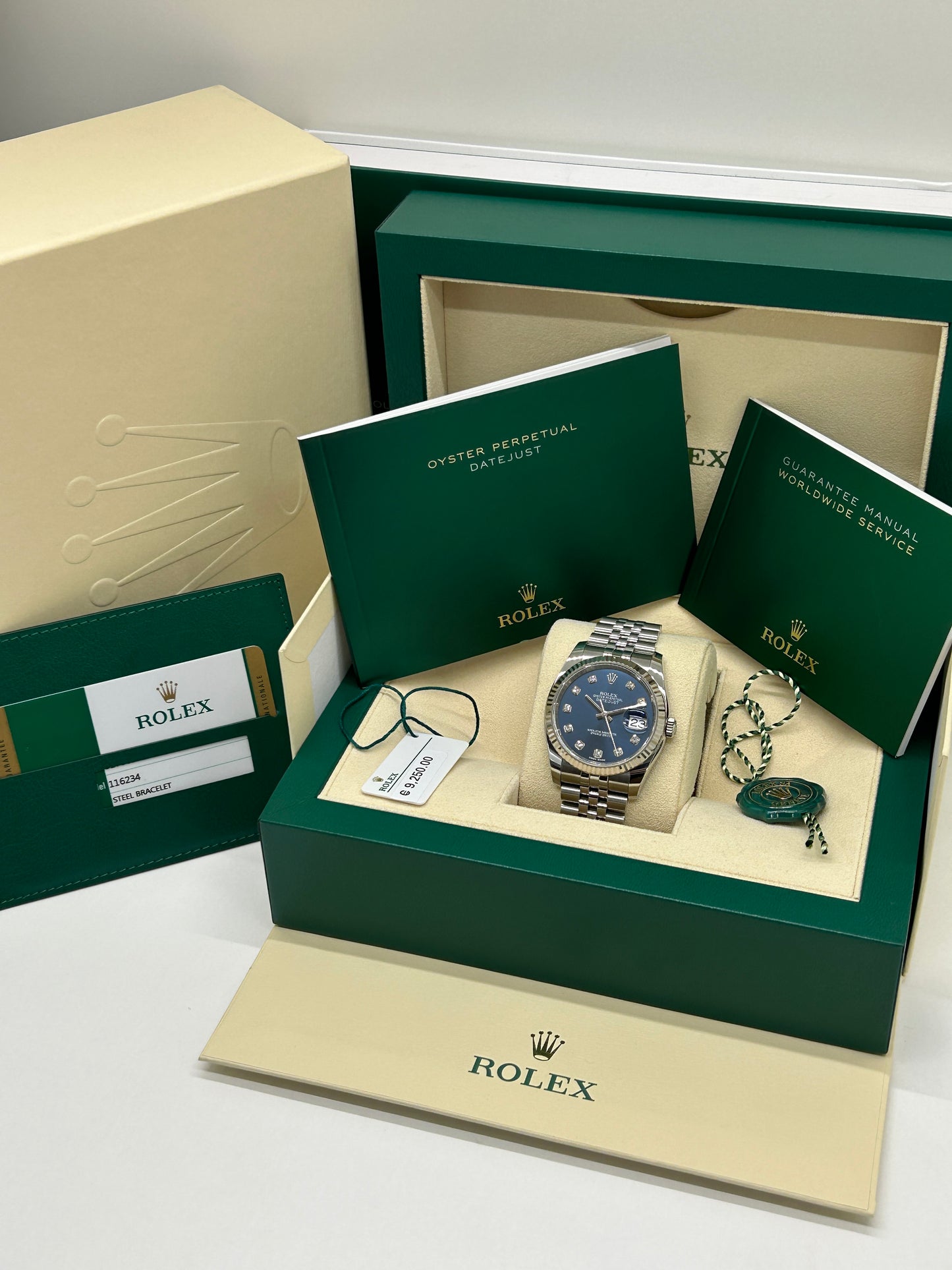 Rolex Datejust 36 Blue Diamond Dial Ref 116234 - Never Polished - Year 2018