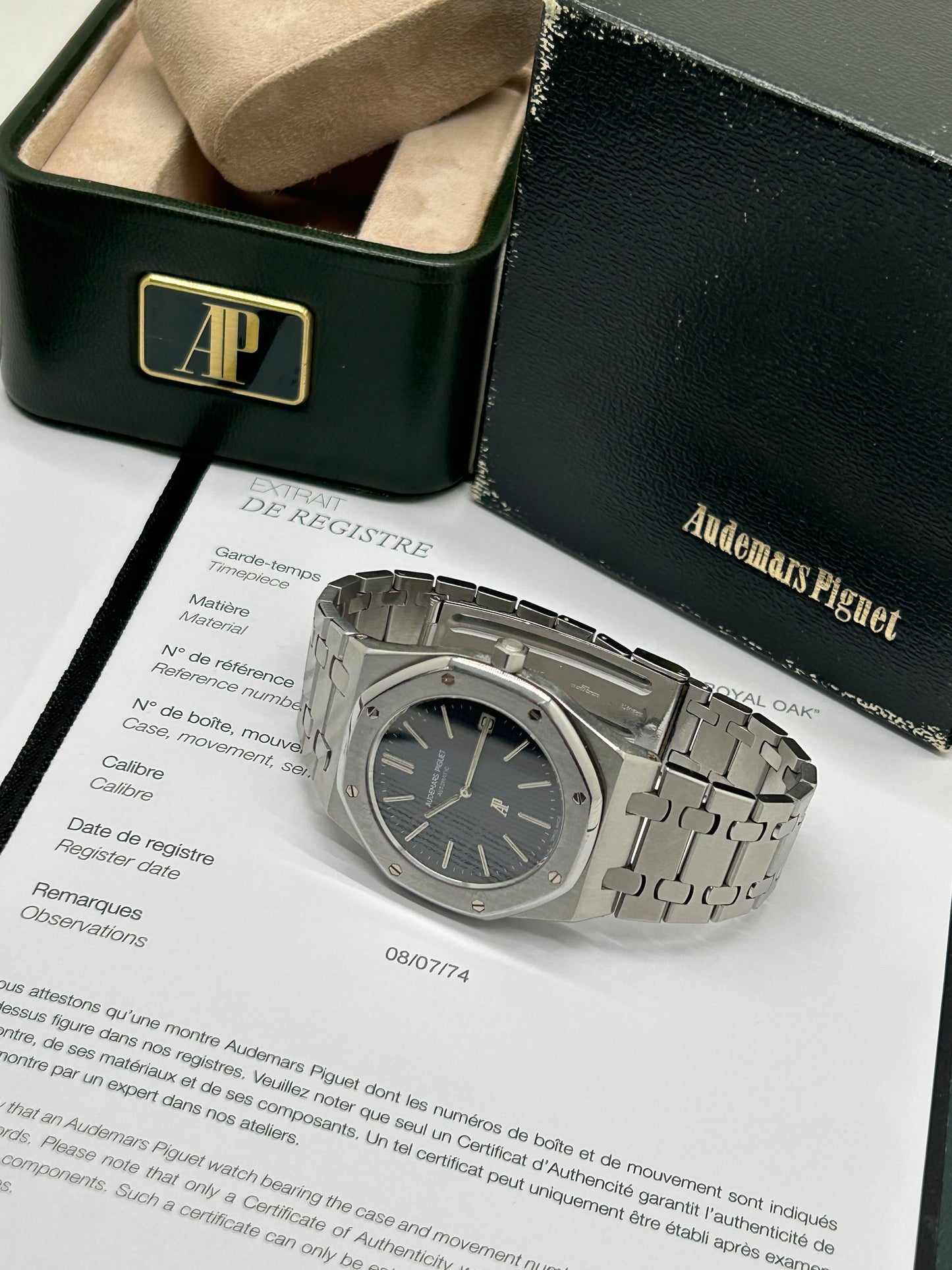 Audemars Piguet Royal Oak Jumbo 39mm Ref 5402ST - Year 1974 - AP Extract + Official Service