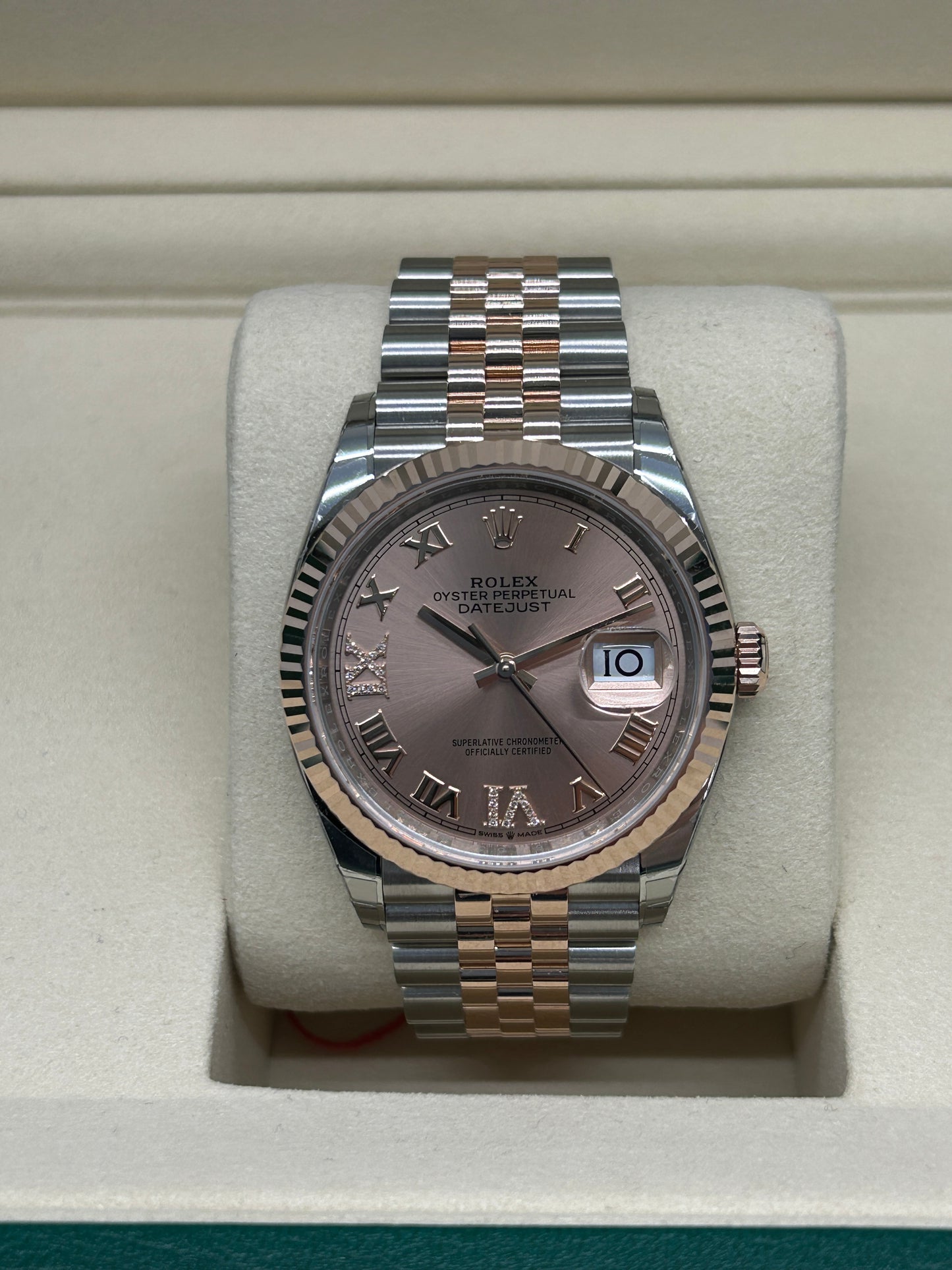 Rolex Datejust 36 Rose Gold Diamonds Dial Ref 126231 - Stickers - New 2025