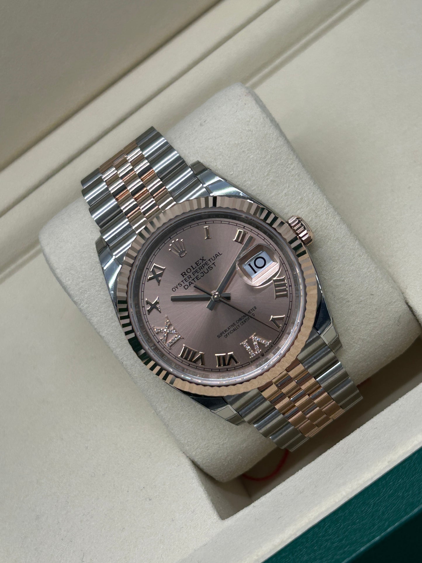 Rolex Datejust 36 Rose Gold Diamonds Dial Ref 126231 - Stickers - New 2025