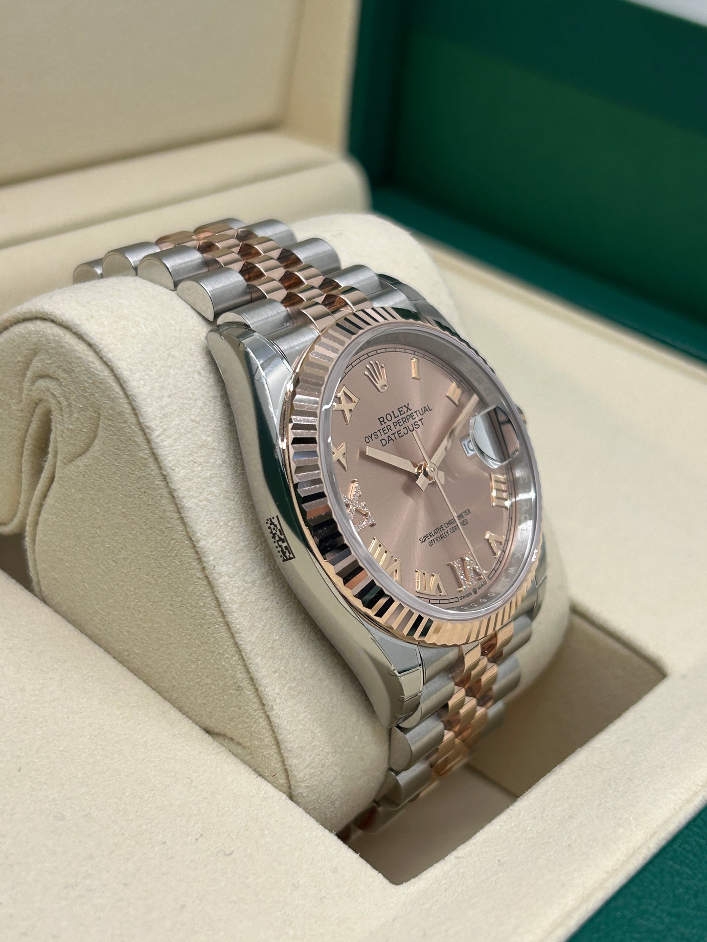 Rolex Datejust 36 Rose Gold Diamonds Dial Ref 126231 - Stickers - New 2025