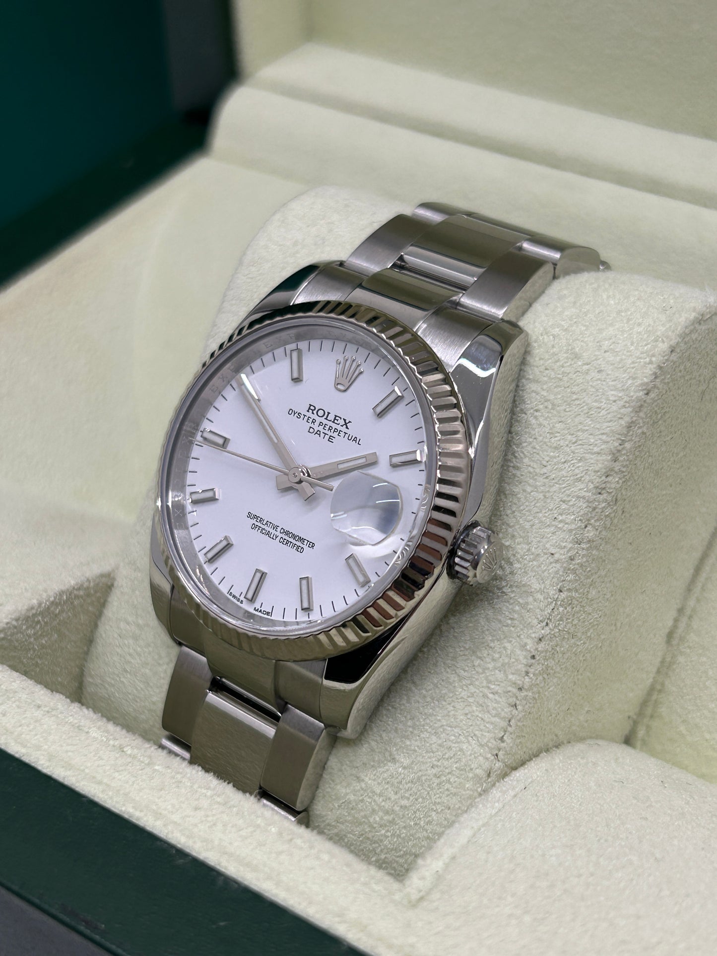 Rolex Oyster Perpetual Date 34mm - White Dial - Ref. 115234 - Year 2019