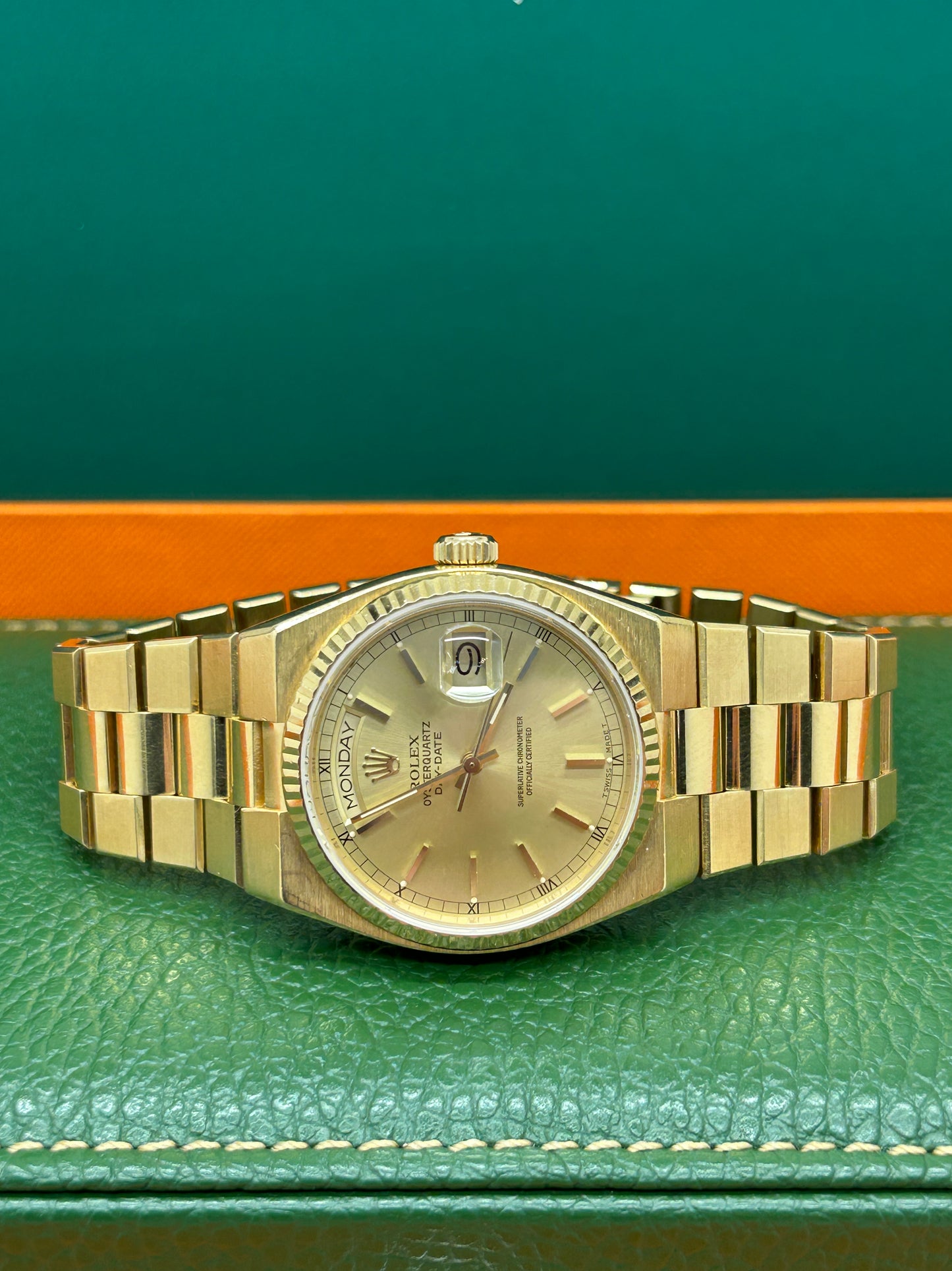 Rolex Day-Date Oysterquartz Gold Dial Ref 19018