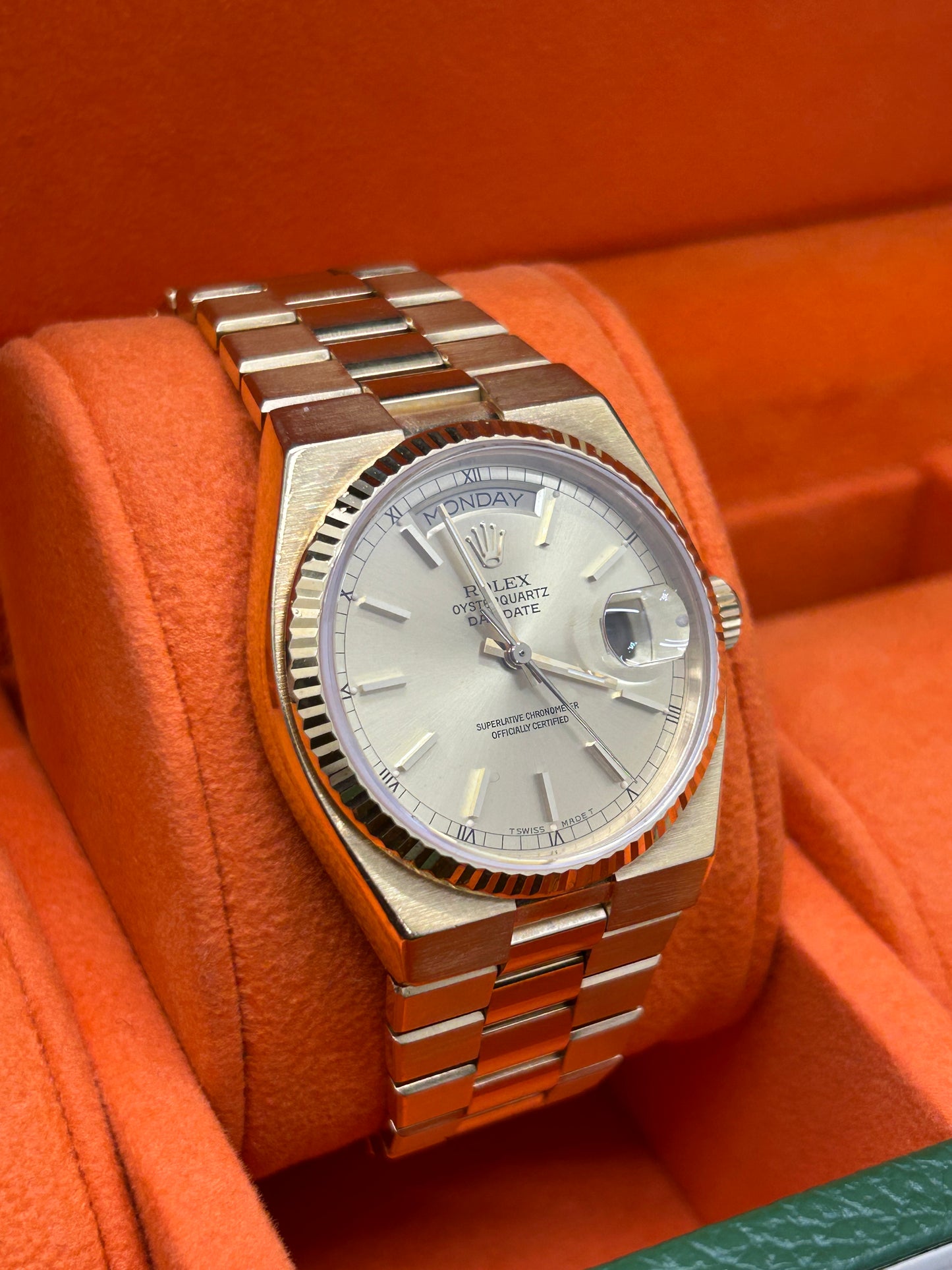 Rolex Day-Date Oysterquartz Gold Dial Ref 19018